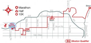 Course Map for all 3 distances (10k, 13.1, 26.2)