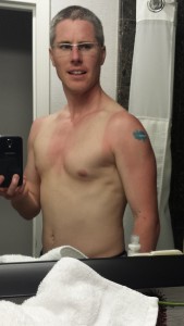 Ignore my poor selfie skills. This was after the race and it got worse later one. Another lesson to always bring sunscreen to a long race.